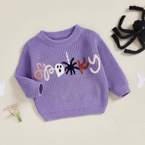 Toddler Baby Boy Girl Halloween Sweater Pumpkin Ghost Pullover Warm Knit Top Fall Winter Sweatshirt3