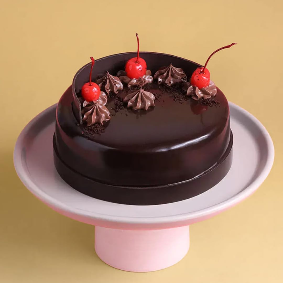 FlowerAura Delicious Fresh 1Kg Eggless Cherry Glaze Black Forest Cake For Birthday | Anniversary | Wedding | Mother's Day | Father's Day | Valentine's Day | Christmas | New Year (Same Day Delivery)-picture-10