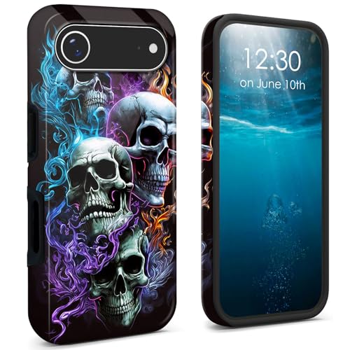 Coque iPhone 17 Air en polycarbonate rigide et TPU antichoc design crânes de feu