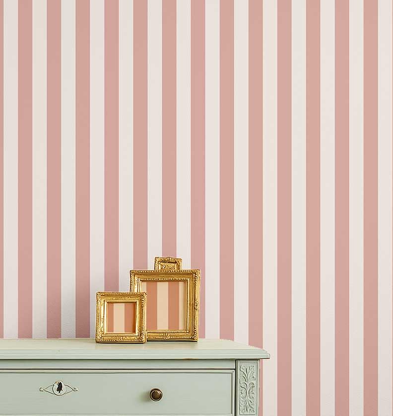 S4Sassy Self Adhesive Wallpaper, Pink Vertical Stripes Wallpaper, Removable DIY Vinyl Wall Covering, Peel and Stick Contact Paper for Entryway Accent Wall, Easy Home Decor Solution (25"x120")