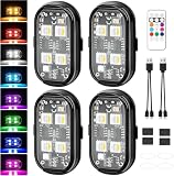 DAJASD 4 Stück Kabellose Led Lichter, 8 Farben Strobe Drone Light mit Fernbedienung, USB-Aufladung Antikollisionslichter, LED Flugzeug Blitzlicht, Fernbedienung Blitzlicht für Drohne, LKW, Motorrad