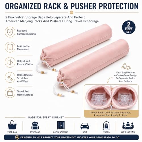 Bolsas de almacenamiento para rack de Mahjong de terciopelo rosa, 2 unidades miniatura 2