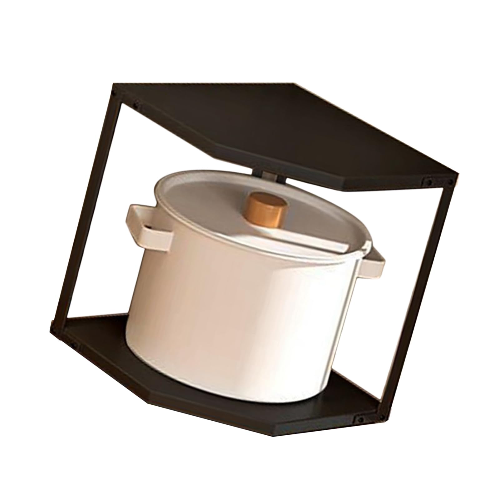 Estante de Esquina Pequeño para Cocina, Soporte para Utensilios de Cocina de Acero Al Carbono, Estante para Ollas que Ahorra Espacio en Forma de Abanico, Organizador de (2 Capas