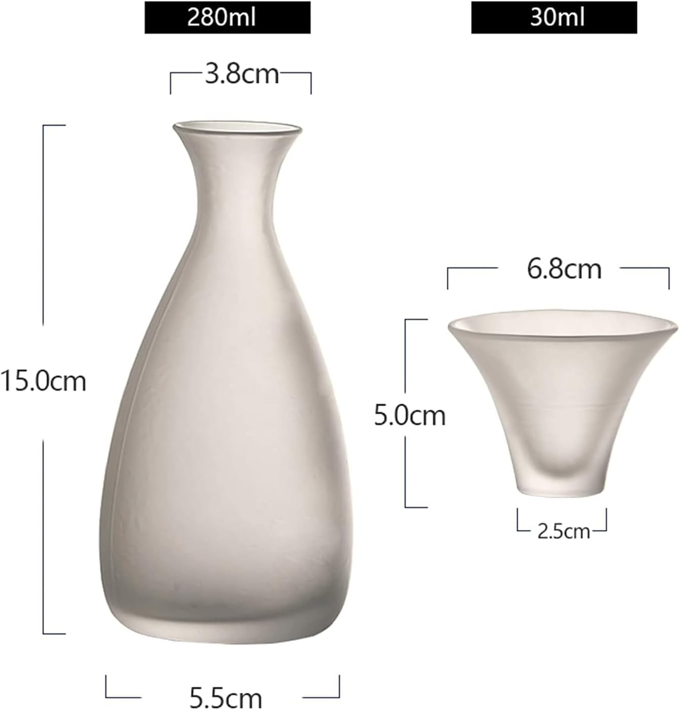 Glass Crafts Wine Glasses Traditional Sake Cup Japanese Sake Pot Set 3 Piece Practical Sake Set Sake Set Glasses Sake Drinking Set (A)