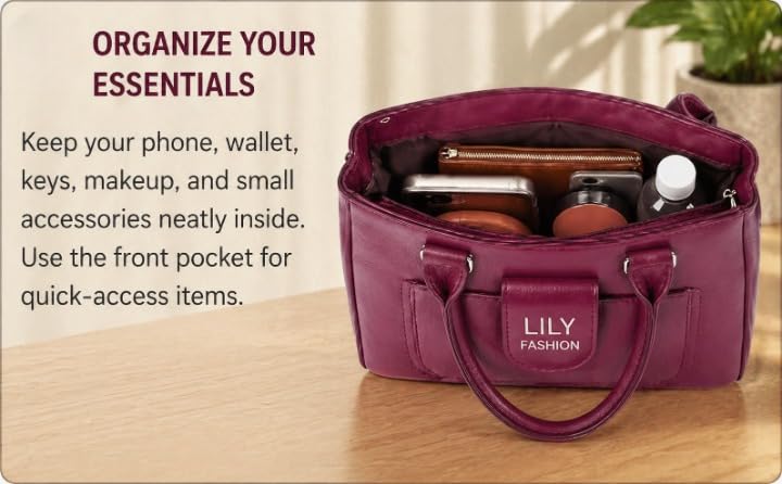 Image of Women's Handbag Shoulder Bag with Multiple Compartments, Zipper Closure & Front Pocket | Versatile Crossbody, Shoulder & Handheld Bag for Work, Travel & Daily Use
