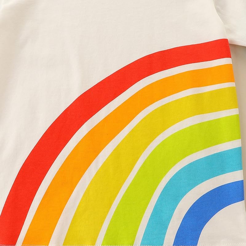 Rainbow T Shirt for Toddler Boys Kids Short Sleeve Shirts Beige Clothes - Image 4