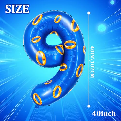 Image of Number 40 Inch Blue and Gold Ring Balloon Birthday Number Decoration Aluminum Film Balloon Suitable for Boys and Girls Blue Theme Party Cartoon Party Decoration Supplies (9)