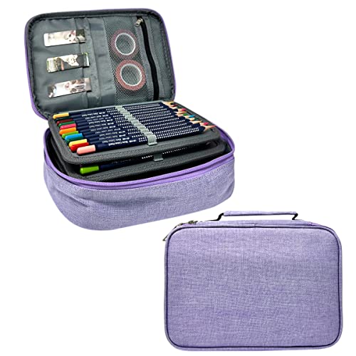 Image of allydrew Large Capacity 72 Slot Pencil Case for Colored Pencils, Stationery Pouch, Lavender