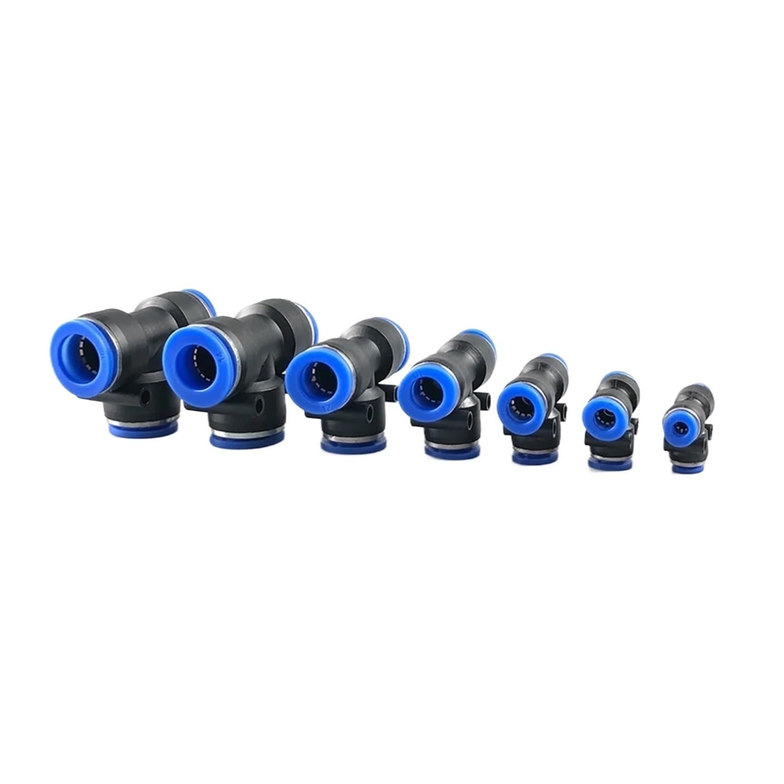 TaoHHU Conectores de aire de PE, conexión neumática rápida de 4 mm, 6 mm, 8 mm, 10 mm y 12 mm, conector de tubo de manguera de agua de plástico de 3 vías, 20/100 unidades(PE-16,100 PCS)