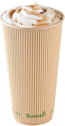 Miniatura 12 de Restaurantware Sustain - Tazas calientes de 8 onzas, 25 tazas de café onduladas aisladas, las tapas se venden por separado, revestimiento de ácido