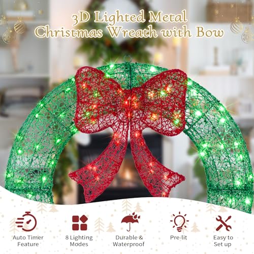 24 in Pre-Lit Lighted Christmas Wreaths for Front Door - image 4