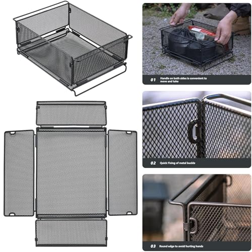 Heavy Du - Cestas plegables de alambre Sto – Cesta Lar nic para veterinarios, frutas, cocina, congelador, camping y uso al aire libre, mesas y accesorios versátiles