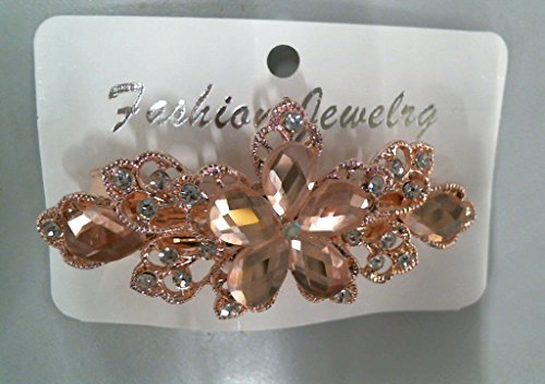 AKOAK Gorgeous Crystal Flower Rhinestone Hairpin Twinkling Hair Clips Women Voguish Tiara Pin Accessories Rose Gold