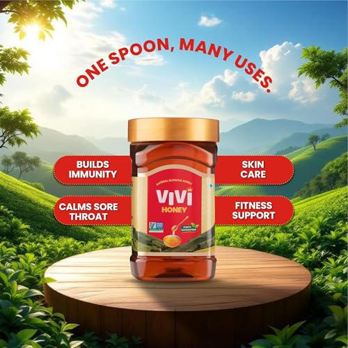 Image of VIVI Natural Honey 1kg (Pack of 6) | Non-GMO Project Verified | 100% Pure Honey | 0% Added Sugar | 0% Preservatives | Globally Certified Honey
