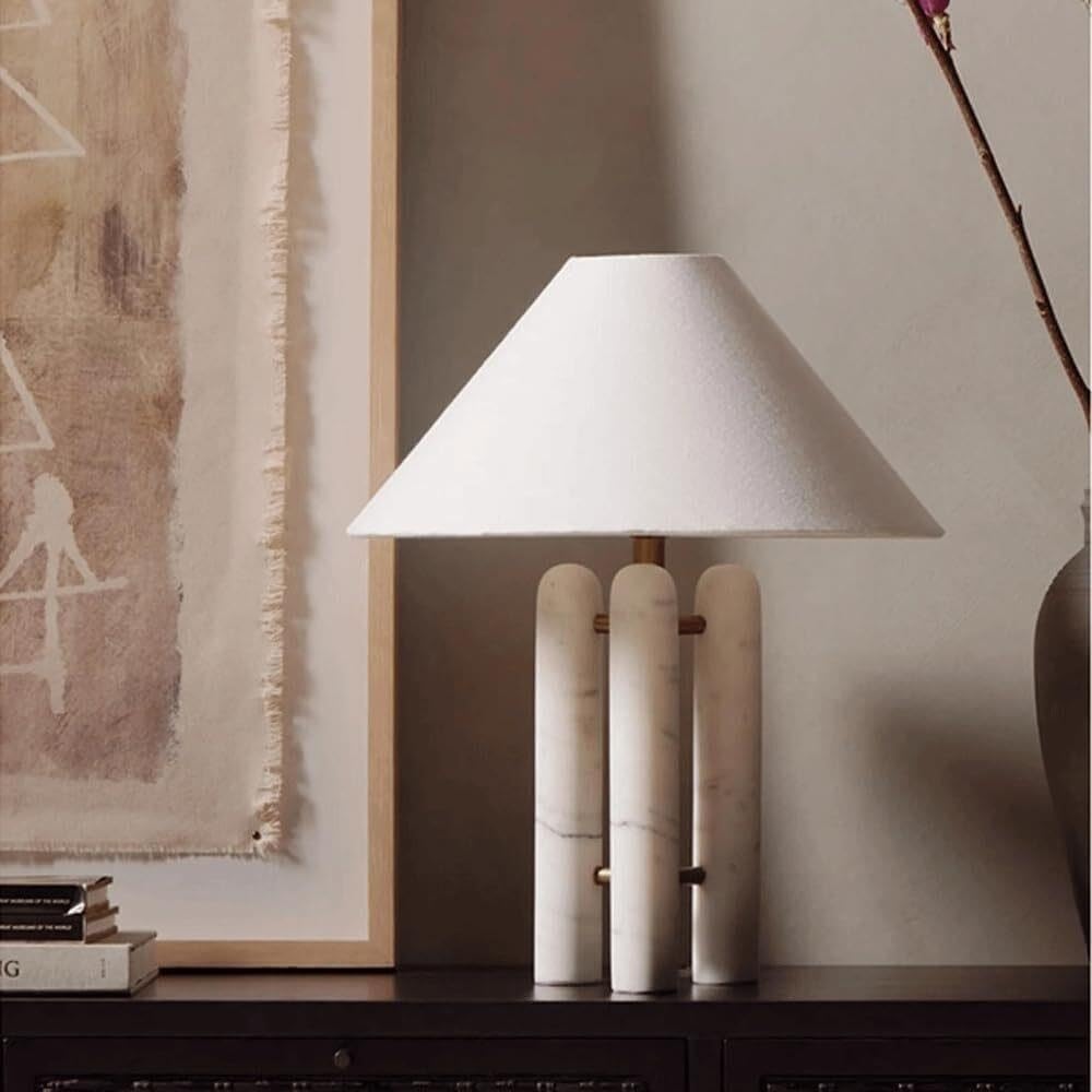 Lampada da tavolo marmo minimalista moderna, lampada comodino artistica