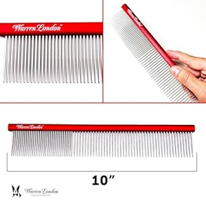 Warren London Detangling Strong Comb for Dogs | 10 Inches | Comfort Control Durability and Detail for Small Medium Large Dogs | Ergonomic Dog Cat Grooming Pet Supplies Deshedding Mat Tool  Cucciolini Doodles Warren london detangling strong comb for dogs | 10 inches | comfort control durability and detail for small medium large dogs | ergonomic dog cat grooming pet supplies deshedding mat tool   cucciolini doodles