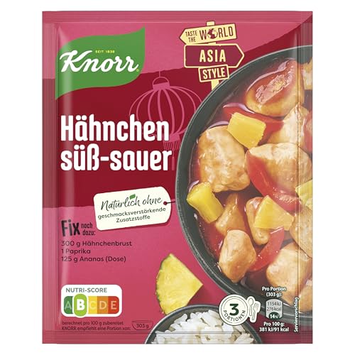 Knorr Taste the World Fix Würzmischung Hähnchen süß-sauer für ein leckeres Fleischgericht ohne geschmacksverstärkende Zusatzstoffe 3 Portionen