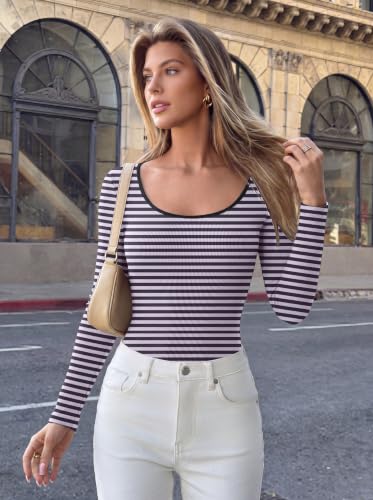 Ekouaer Long Sleeve Shirts for Women Ribbed Top Slim Fit Thermal Undershirt - image 3