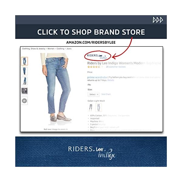 Riders-by-Lee-Indigo-Womens-Fringe-Cuff-Boyfriend-Jean Riders by Lee Indigo Women's Fringe Cuff Boyfriend Jean, Mid Wash, 16