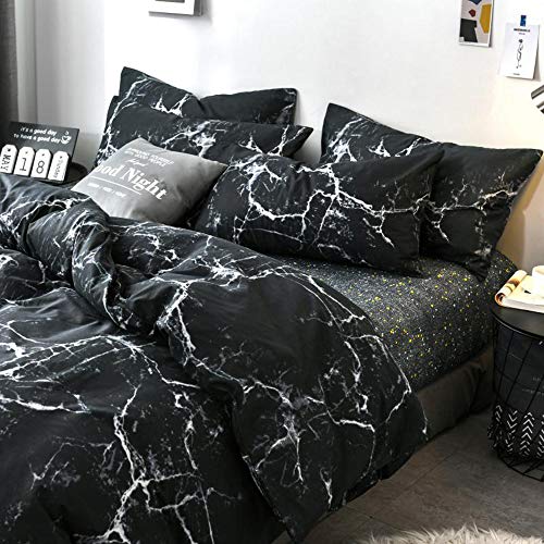 Clothknow Black White Comforter Set Queen Grey Black Marble Bedding Comforter Sets Men Boys Women Comforter Black Bedding Set Abstract Comforter Queen 3Pcs Black Bed Comforter Queen #TOP1