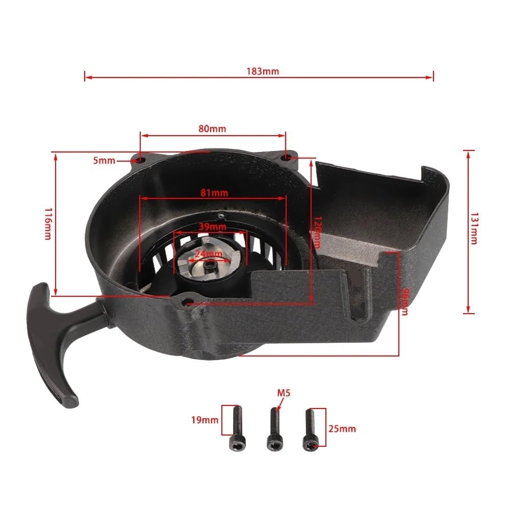 Motor de Retroceso de Bicicleta de Bolsillo de 47cc y 49cc, arrancador de tracción, Volante magnético Apto for MiN Moto Scooter de 2 Tiempos, Piezas de ATV Quad Dirt Bike for niños(B-Pull Starter)