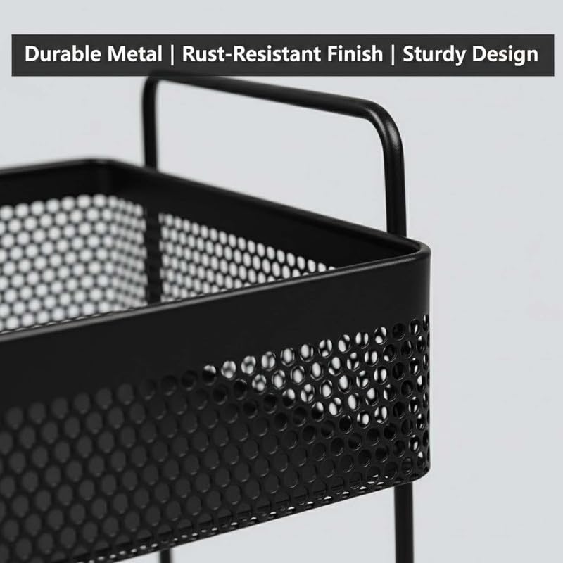 Image of Go Hooked Metal Standing Rack 2-Tier Countertop Organizer | Spices Organizer | Bathroom Essentials | Vanity Storage | Decorative Use | Cosmetic Makeup Storage (Black)