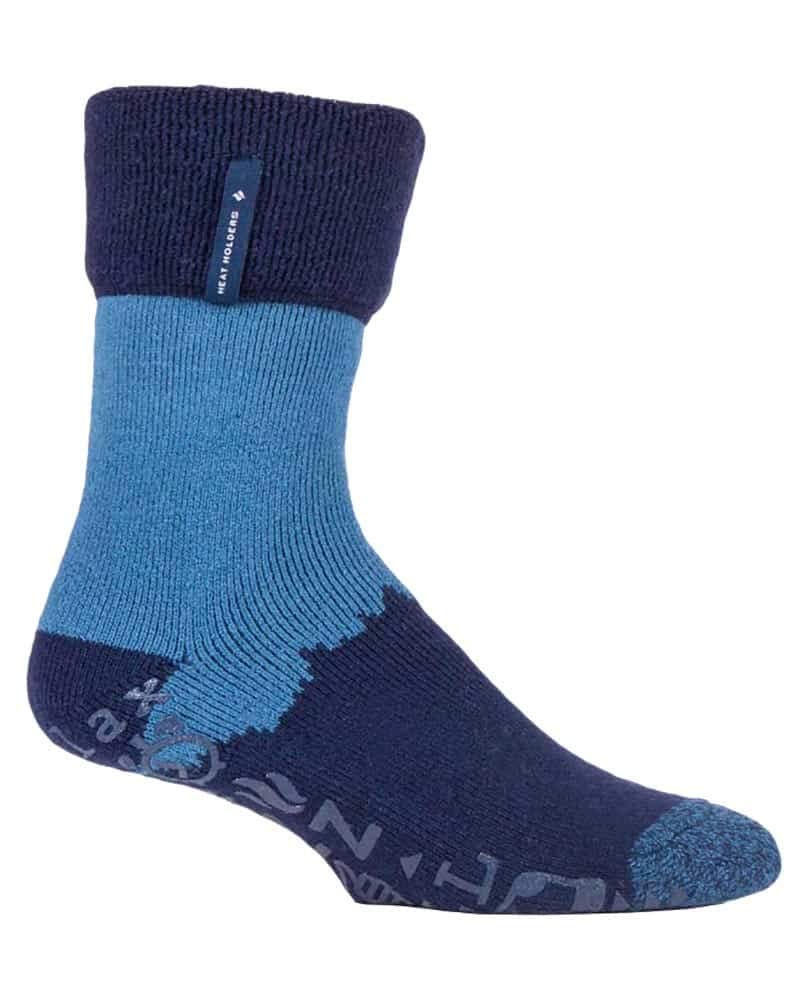 Heat Holders Men's Navy Blue (Robin) - Turnover Warm Thermal Fleece Lined Bed Socks With Non Slip Rubber Grips (6-11 Uk, )