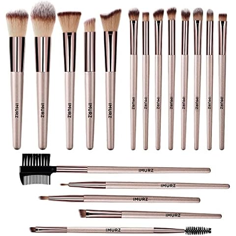 18 Pcs Professional Makeup Brushes Sets Foundation, Blending Powder Blush Concealers contour Eye Make Up Brush with Champagne Gold Cover