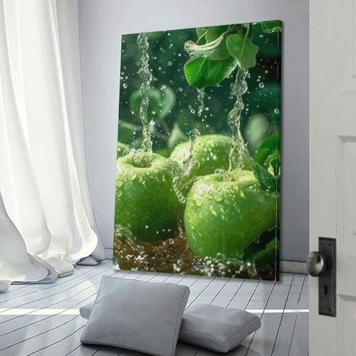Poster suspendu pommes vertes solution déco pour rafraîchir un mur blanc