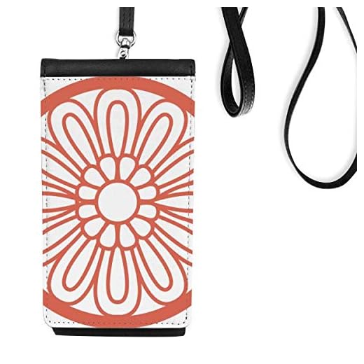 Carteira de celular chinesa com estampa tradicional de flor vermelha chinesa para pendurar bolso preto