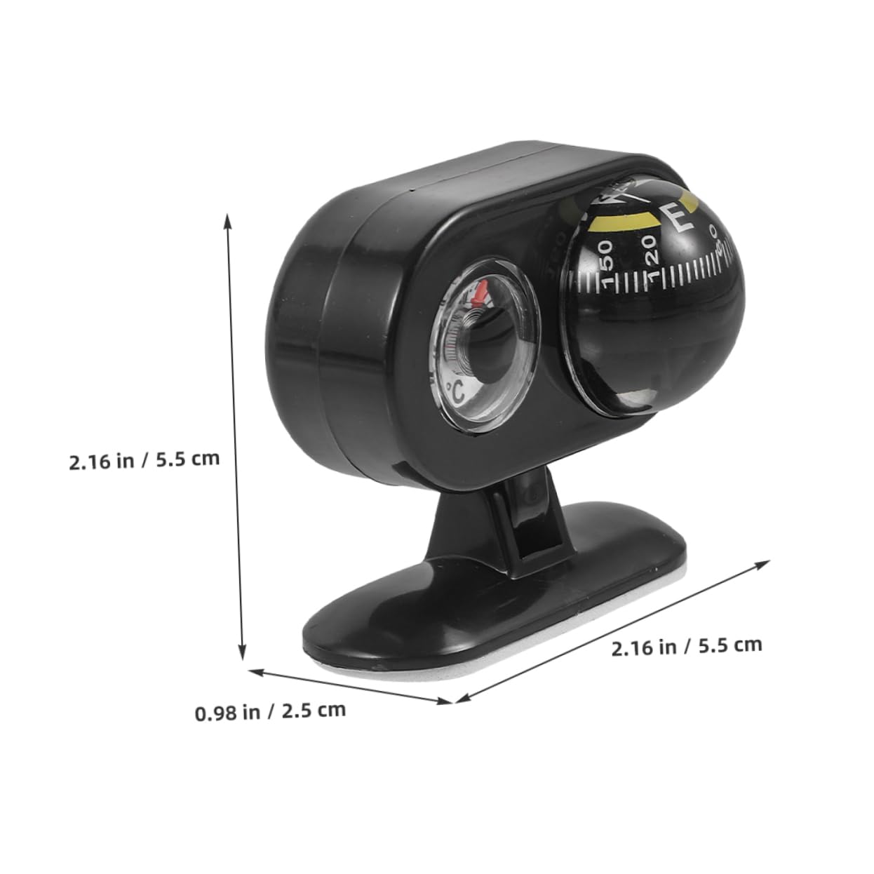 Unomor 2pcs Compass for Car Auto Dashboard Compass Adjustable Ball Compass Plastic Dash Mount Car Compass Black