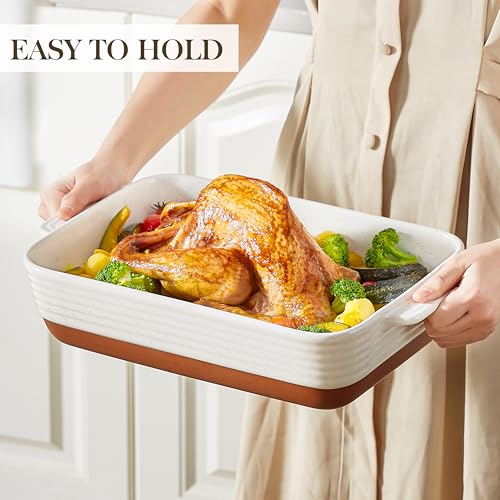 Malacasa TARA-PP-01 4.8 Quarts Ceramic Baking Dish With Handles, 9 X 13 Inches Casserole Dish, Deep Rectangular Lasagna Pan thumb #5