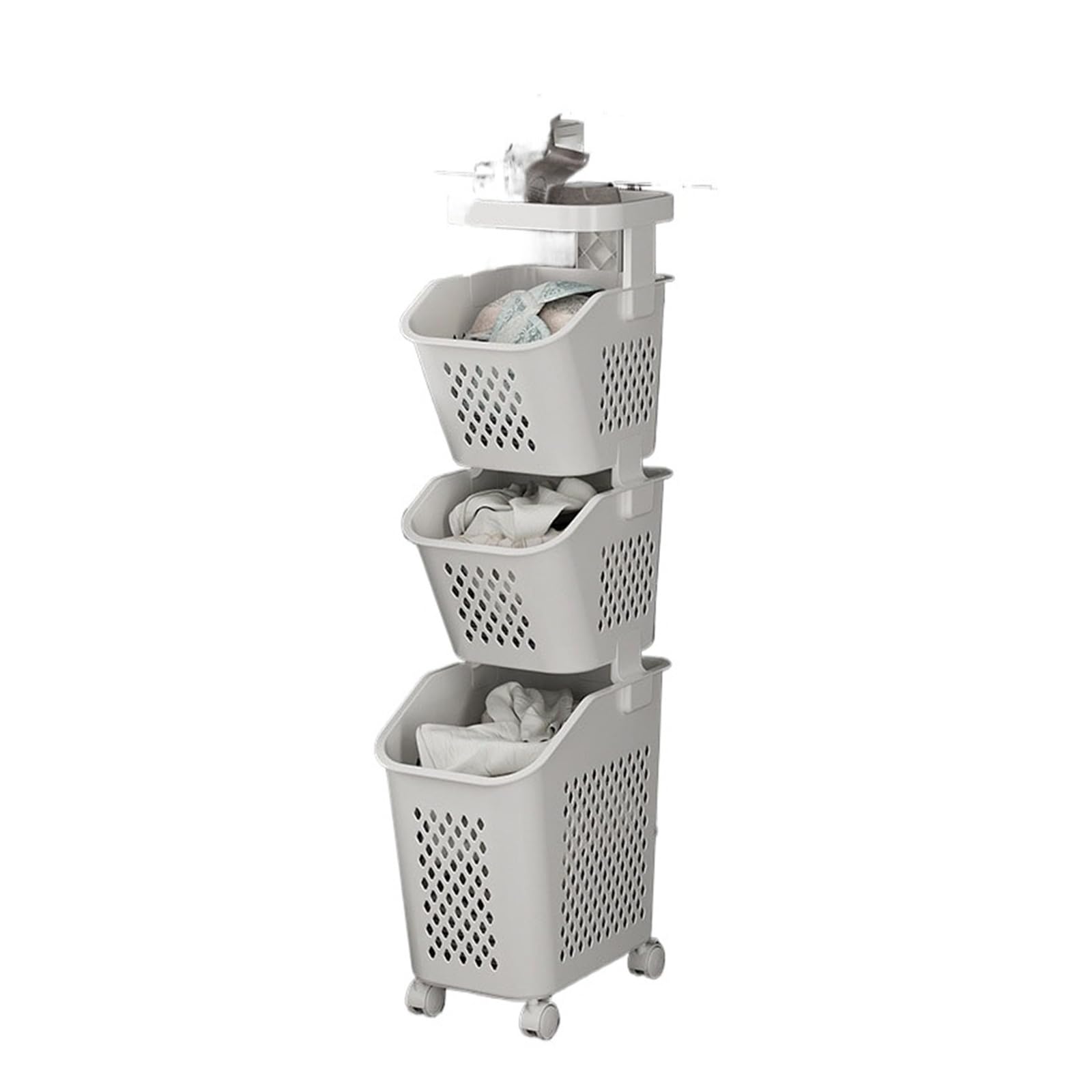 Roller laundry basket Laundry Storage Basket Multilayer Dirty Clothes(3 layer)