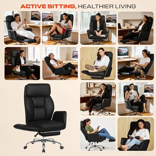 Image of DROGO Emperium Pro Ergonomic Office Chair for Work from Home 400LBS | Computer Chair for Study with High Back,Cushion Seat,Armrest, Head & Lumbar Support | Gaming Chair with Footrest & Recline(Black)