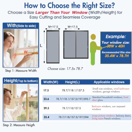 Image of Coavas One Way Privacy Window Film with 3 Tools, Sliver 17.5 inchx 118.1 inch