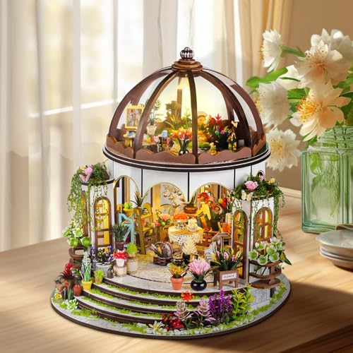 BuzzoXerex Casa Miniatura De Muñecas, DIY Miniature House Invernadero Jardines, Kit Manualidades con Muebles y Luz, Regalos Creativos para Adultos y Niños Mayores de 14 Años (2)