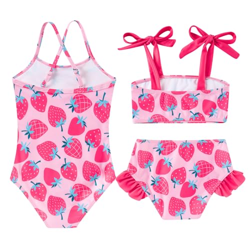Image of Girls Swimsuit One-piece Bikini Set Two Sets Matching Bathing Suits 2-6T Adjustable Strap Summer Beach