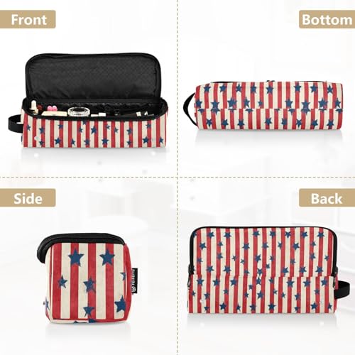 Bolsa de viaje compacta Star Stripe Navy Red para planchas de pelo, organizador portátil resistente al calor 2-en-1 miniatura 5