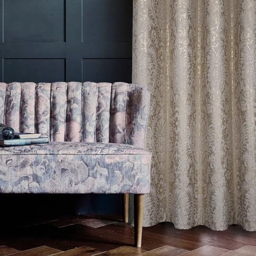 always4u Paire de rideaux 100 % occultants à œillets pour chambre à coucher et salon, isolation thermique, motif floral, beige, 117 x 137 cm