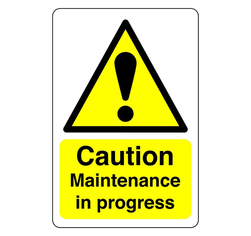 Caution maintenance in progress sign - 3mm Aluminum Dibond high-visibility and durability for indoor/outdoor usage (200mm x 150mm) Ensures Safety Within 5m Viewing Distance.