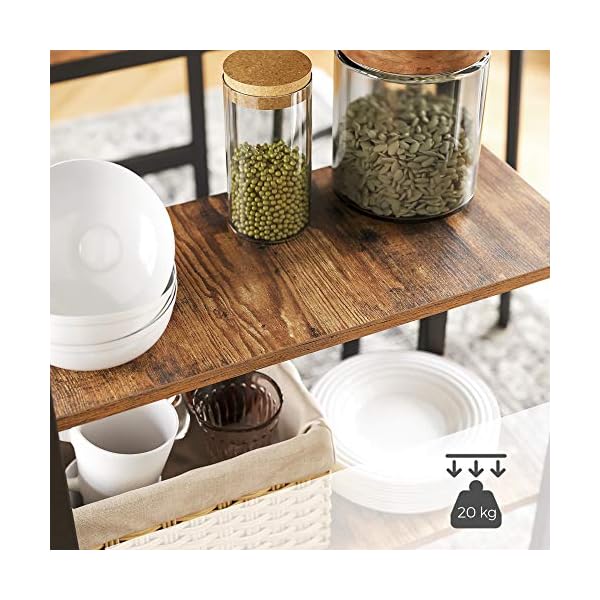 VASAGLE Bar Table, Kitchen Table, Dining Table with 3 Shelves, Stable Steel Structure, for Bar Party Cellar, Restaurant, 109 x 60 x 100 cm, Industrial Style, Easy to Assemble, Rustic Brown LBT11X - Image 6