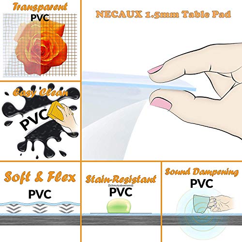 Necaux Custom Multi-Size 1.5Mm Thick Clear Pvc Table Cover Protector - 24 X 36 Inch Rectangular Plastic Tablecloth Desk Pad thumb #5