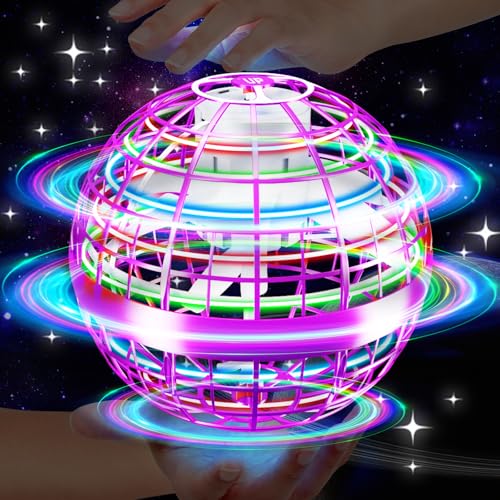 Vantexi Flying Orb Ball Toy, Galactic Fidget Spinner with LED Light, Magic Hand Controlled Mini Drone Hover Ball,Cosmic Globe Boomerang,Cool Toys Gift for 6 7 8 9 10+ Year Old Boys Girls-Bright Purple