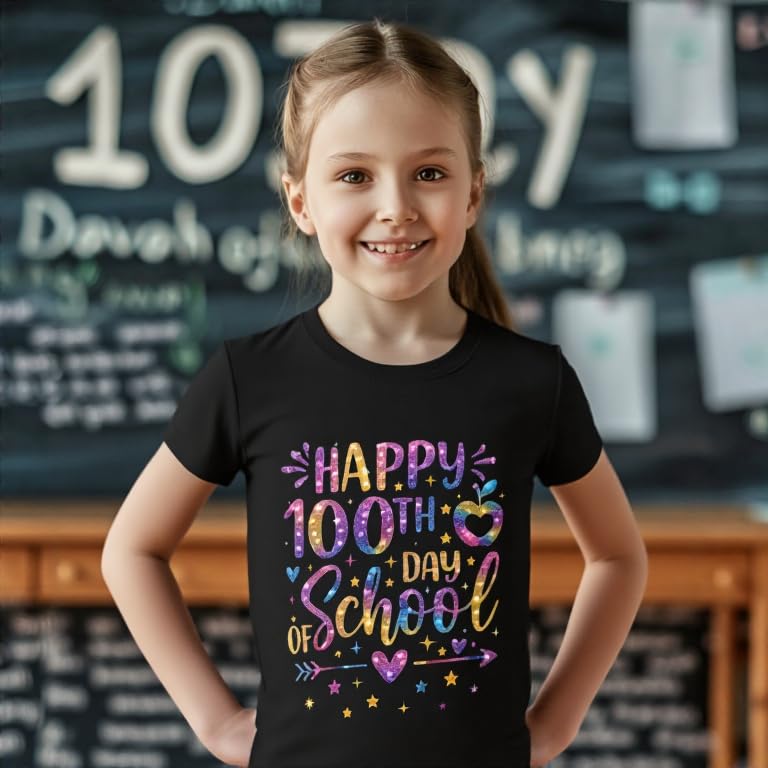 Image of 100 Days of School Shirt Girls and Kids Unicorn Heart Shirt