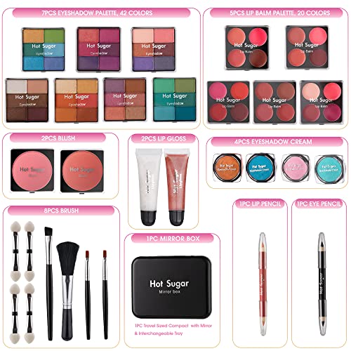 Hot Sugar Girls Makeup Set, Complete Starter Cosmetics Kit with Eye Shadow, Lip Balm, Blush, Lip Gloss, Brushes, Eye Pencils and Mirror (Purple Love) - Image 4
