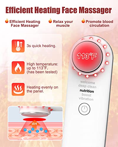 Electric Face Massager, Portable Hot And Cold Facial Massage Tools For Skin Care, Heating And Cooling Device With Multi-Color And Vibration, Deep Cleansing Tool With Base, Gifts For Women (White) #TOP1