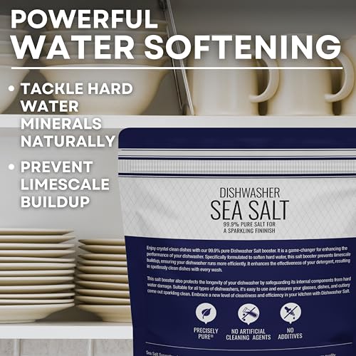 Image of Dishwasher Salt, Natural Water Softener, Food Grade Coarse Sea Salt Compatible with Miele, Thermador, Whirlpool, & Bosch Dishwasher 5 lb Bag