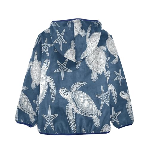 Sea Turtles and Stars Toddler Fleece Jacket Girl Boys Hooded Fleece Jacket Coat Warm Outwear Zip-up 3-10T2