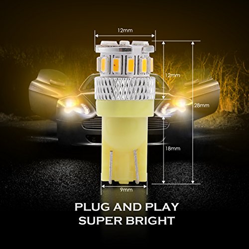 Oxbeam 194 Led Light Bulb 6000K Super Bright High Power 18-Smd 3014 Chipsets Led Bulb T10 168 W5W Bulb Wedge For License Plate Interior Map Dome Trunk Cargo Side Marker Light, Amber Yellow (Set Of 2) #TOP3