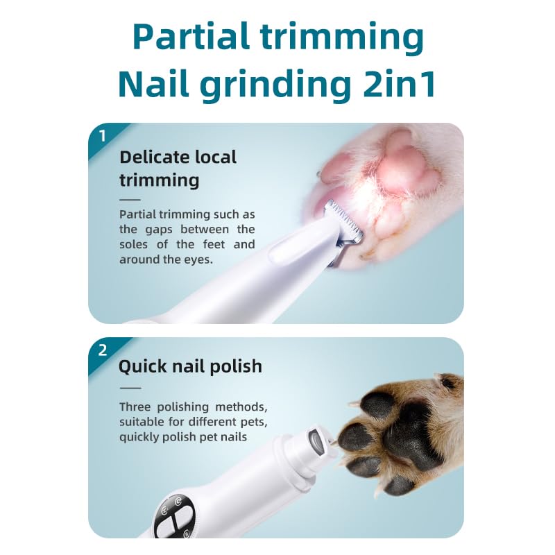 Gooad 2 in 1 Pet Grooming and Paw Trimmer, Rechargeable Cordless Low Noise Dog Clippers for Paws Eyes, Ears, Face - Image 3